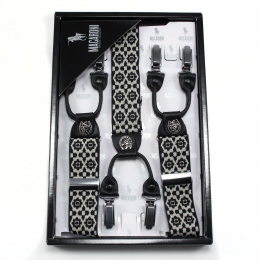 Мужские подтяжки Macaroni черно-белые 110