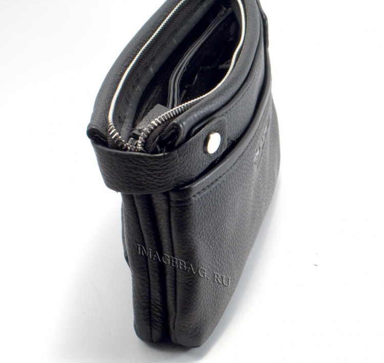 Классический мужской кожаный клатч на молнии IP Collection 98132-2 Black k.2
