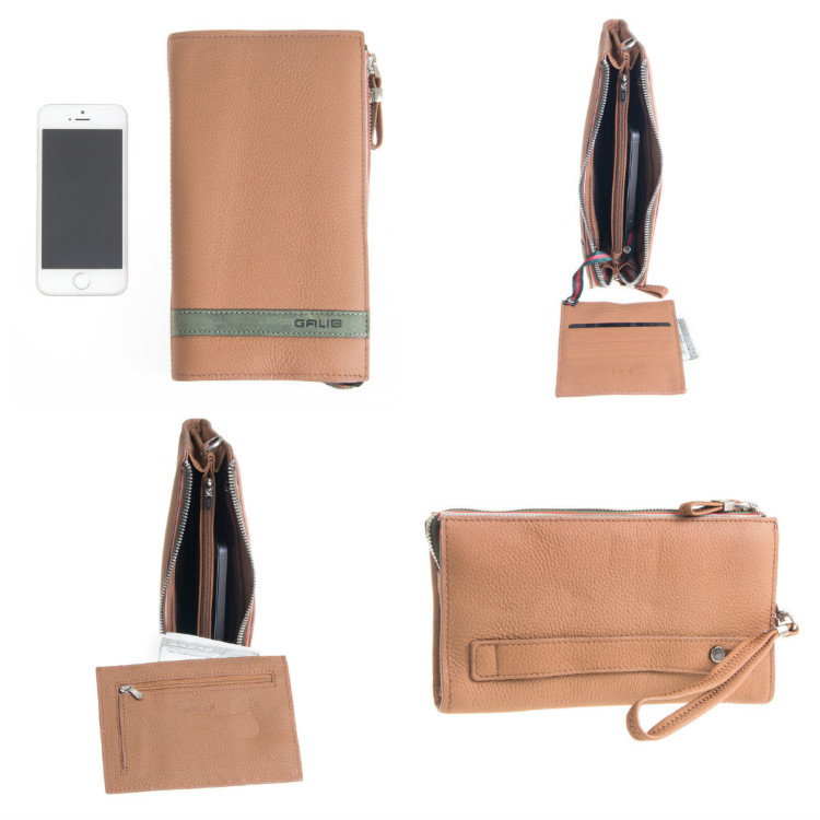 Коричневый мужской клатч на молнии GALIB M-030