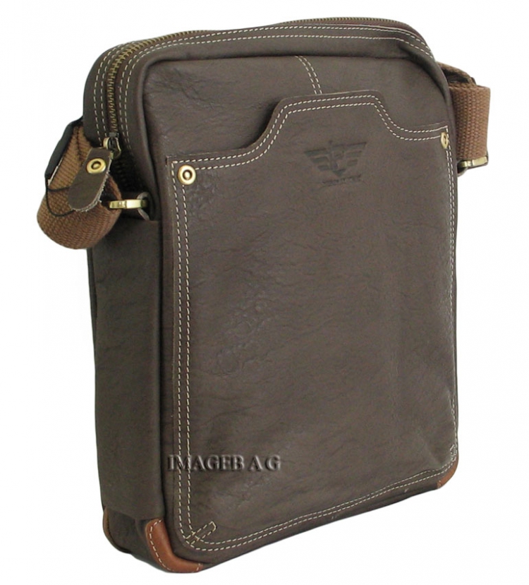  Cумка мужская коричневая IP Collection 80110-2-81gray.1