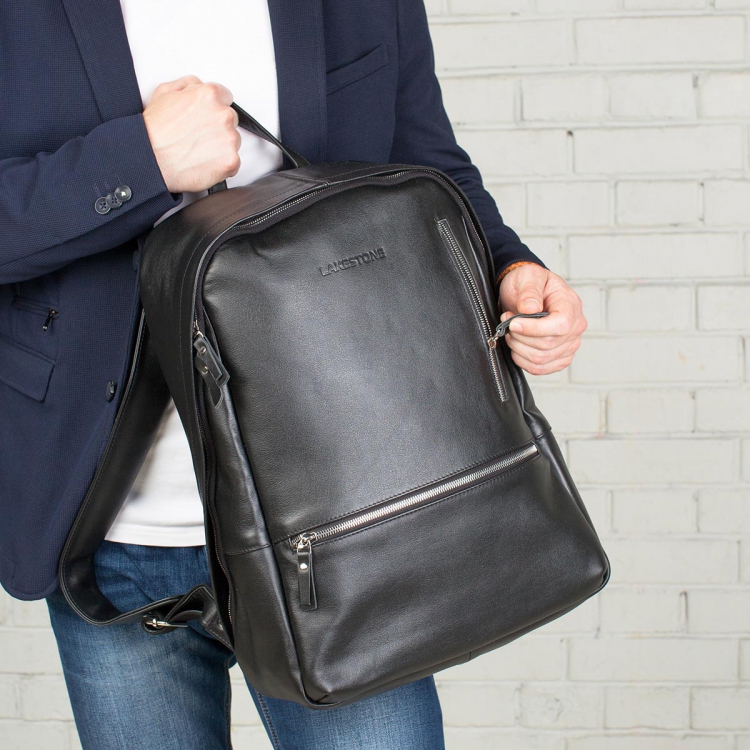 Рюкзак кожаный Adams Dark Black