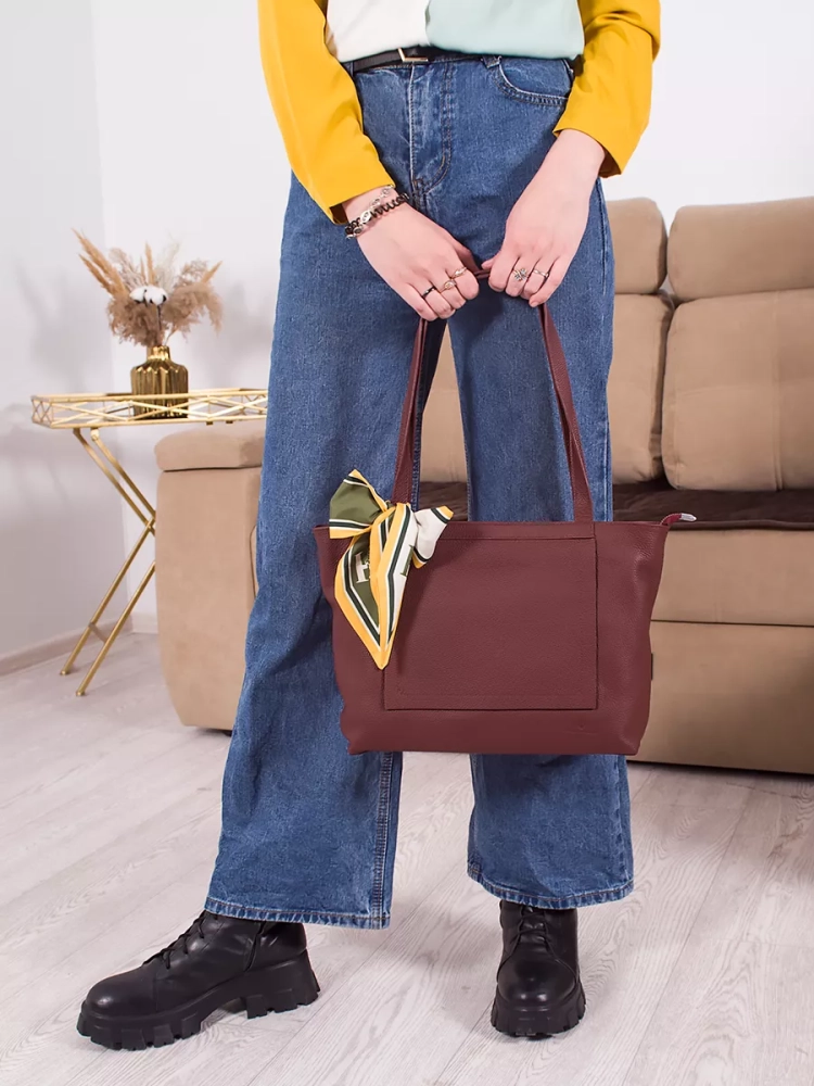 Сумка женская шоппер Paul Rayner burgundy 3188