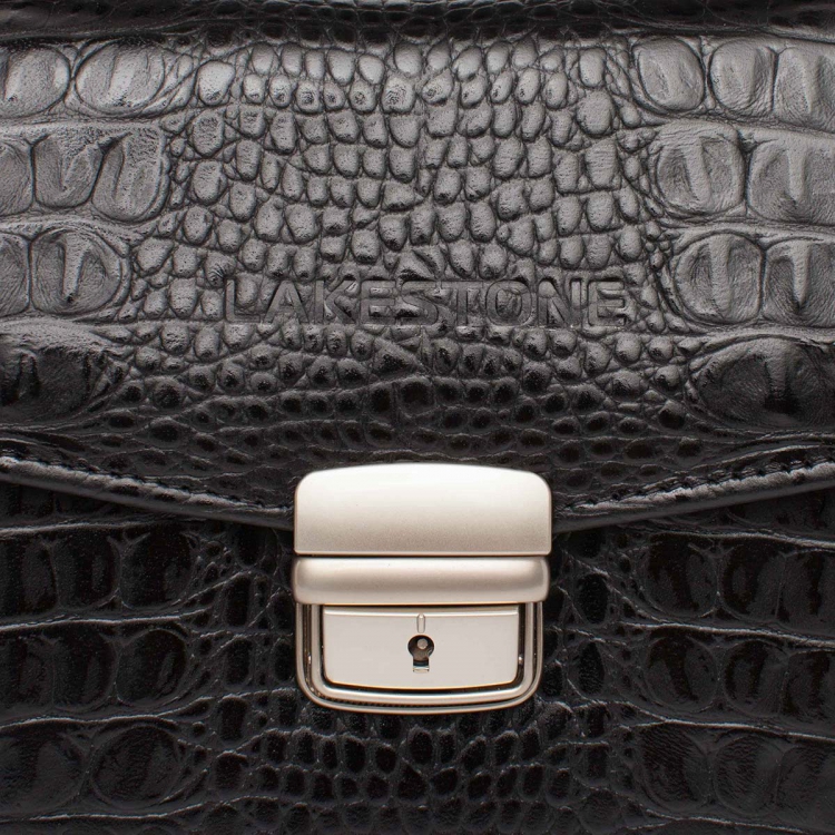Стильная барсетка мужская из кожи под рептилию Clark Black Caiman
