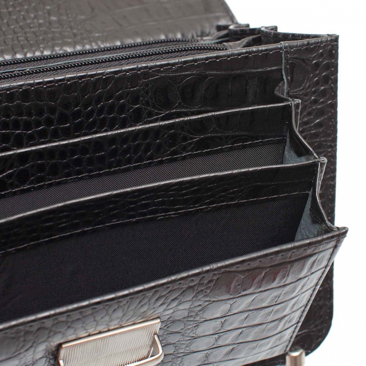 Стильная барсетка мужская из кожи под рептилию Clark Black Caiman