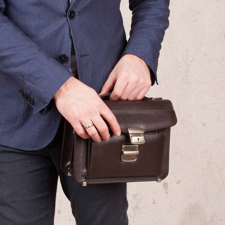 Вместительная барсетка мужская кожаная Clark Brown