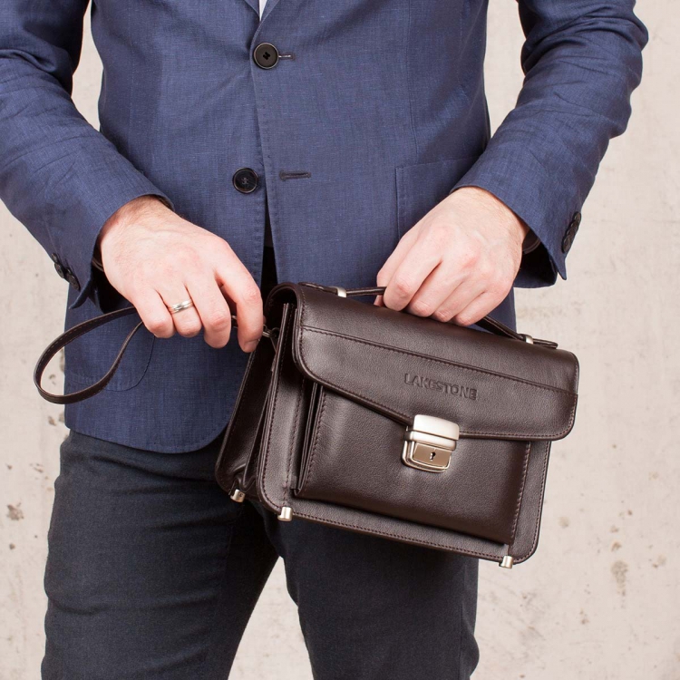 Вместительная барсетка мужская кожаная Clark Brown