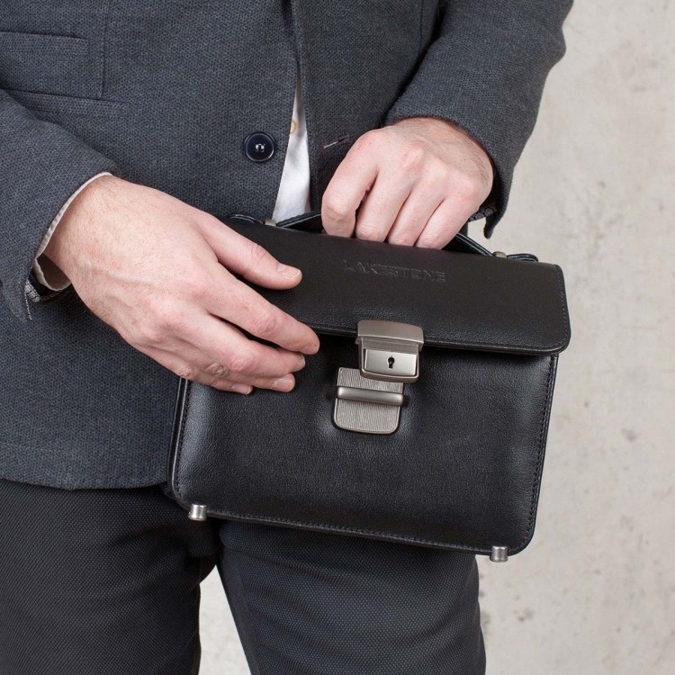 Компактная мужская барсетка из кожи Foxcote Black