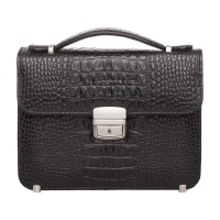 Барсетка мужская из кожи под рептилию Foxcote Black Caiman