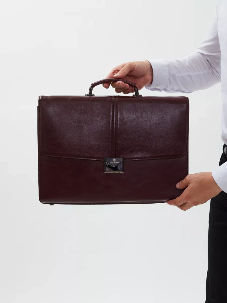 Деловой мужской кожаный портфель для документов и ноутбука с кодовым замком Paul Rayner 1-9504-1