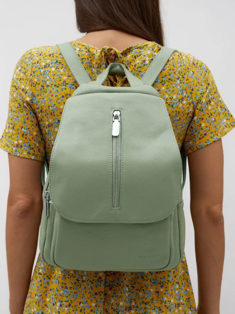 Рюкзак женский кожаный Paul Rayner фисташковый 1031