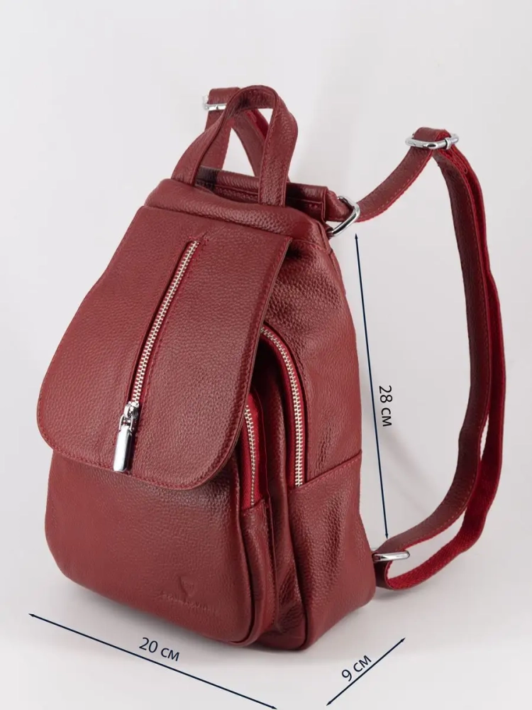 Рюкзак женский кожаный маленький Paul Rayner красный 1031-1