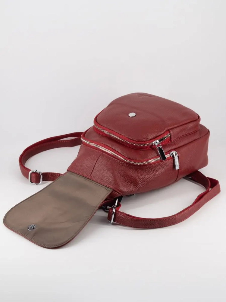 Рюкзак женский кожаный маленький Paul Rayner красный 1031-1