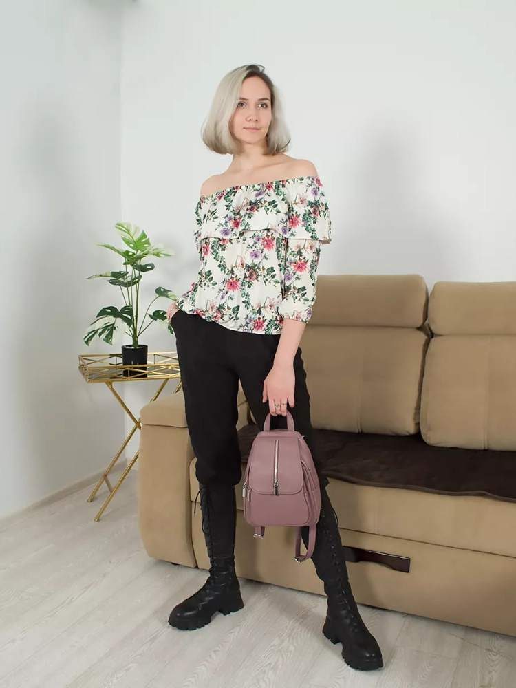 Рюкзак женский кожаный маленький Paul Rayner розовый 1031-1