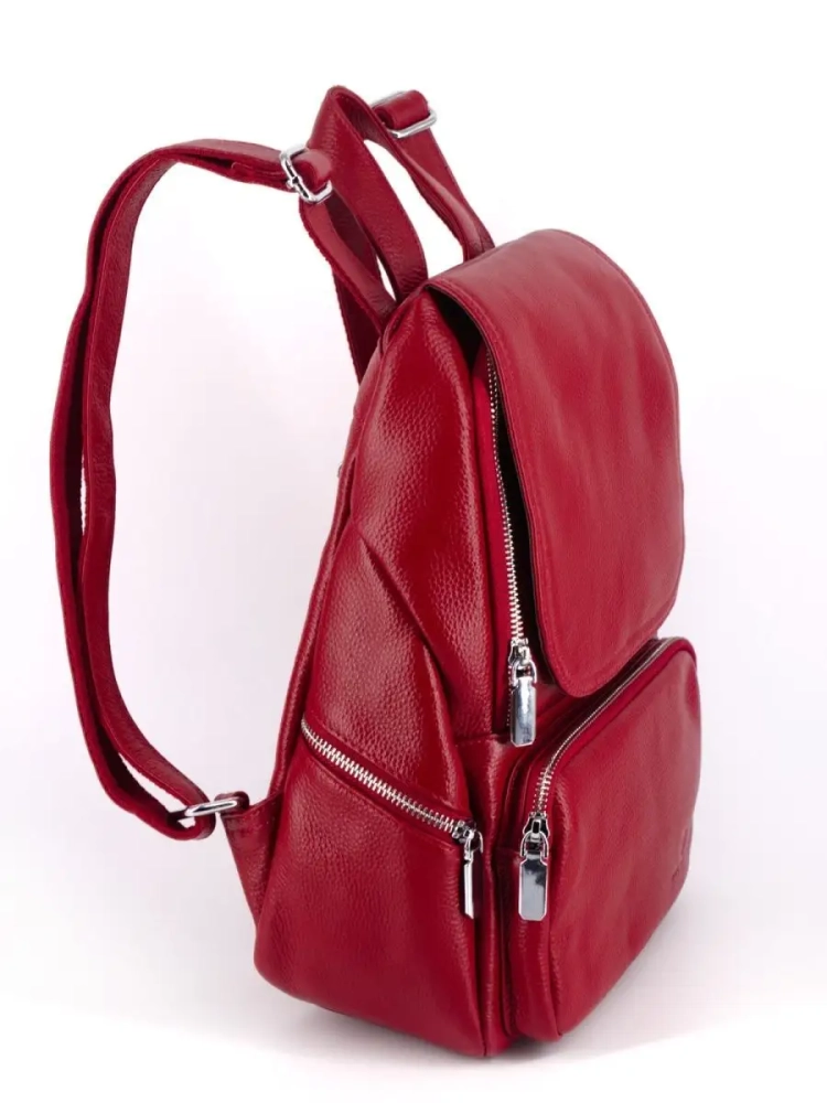 Женский кожаный городской рюкзак PR красный 1029