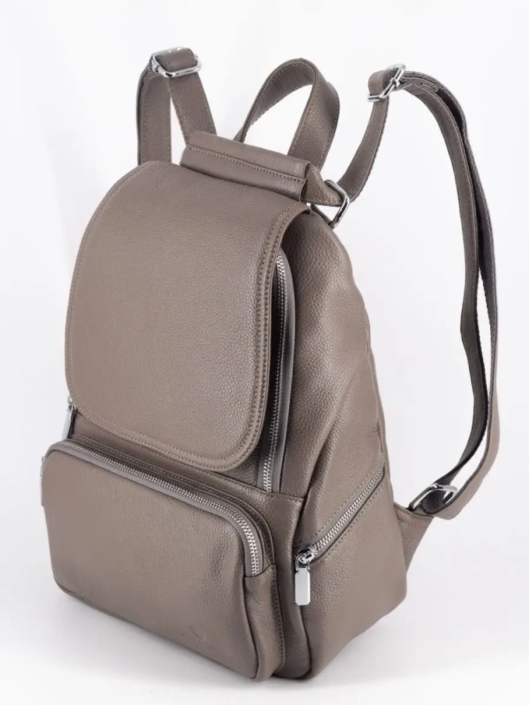 Женский кожаный городской рюкзак PR серый 1029