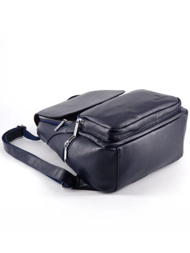 Женский кожаный городской рюкзак PR синий 1029