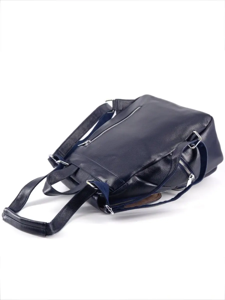 Женский кожаный городской рюкзак PR синий 1029