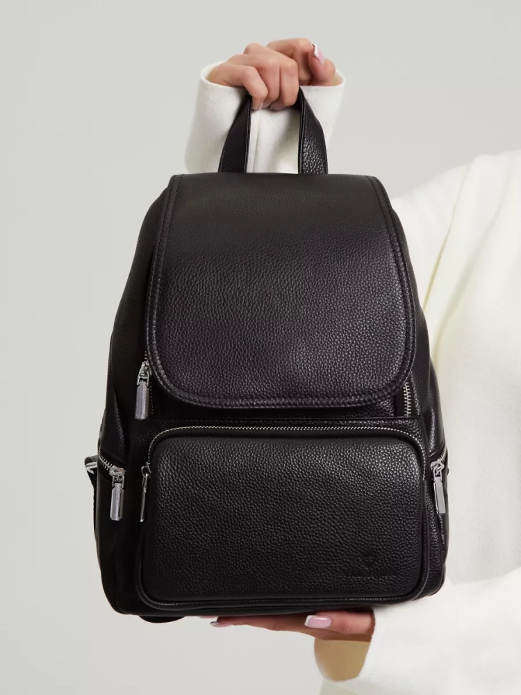 Женский кожаный городской рюкзак PR черный 1029