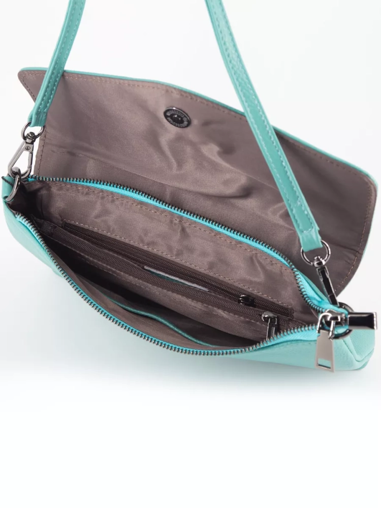 Клатч женский кожаный голубой 8819