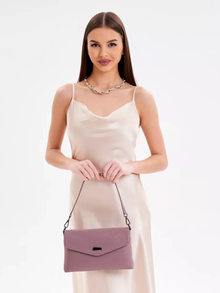 Клатч женский кожаный розовый 8819