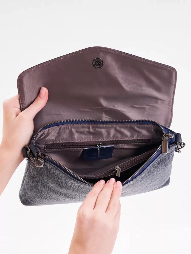 Клатч женский кожаный синий 8819