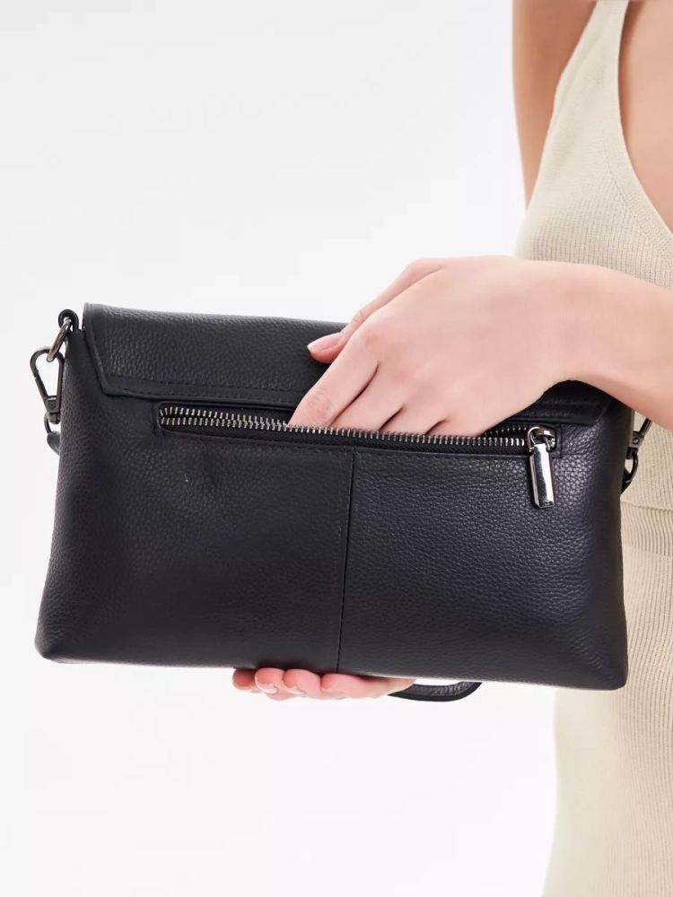 Клатч женский кожаный черный 8819