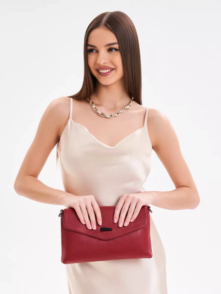 Клатч женский кожаный красный 8819