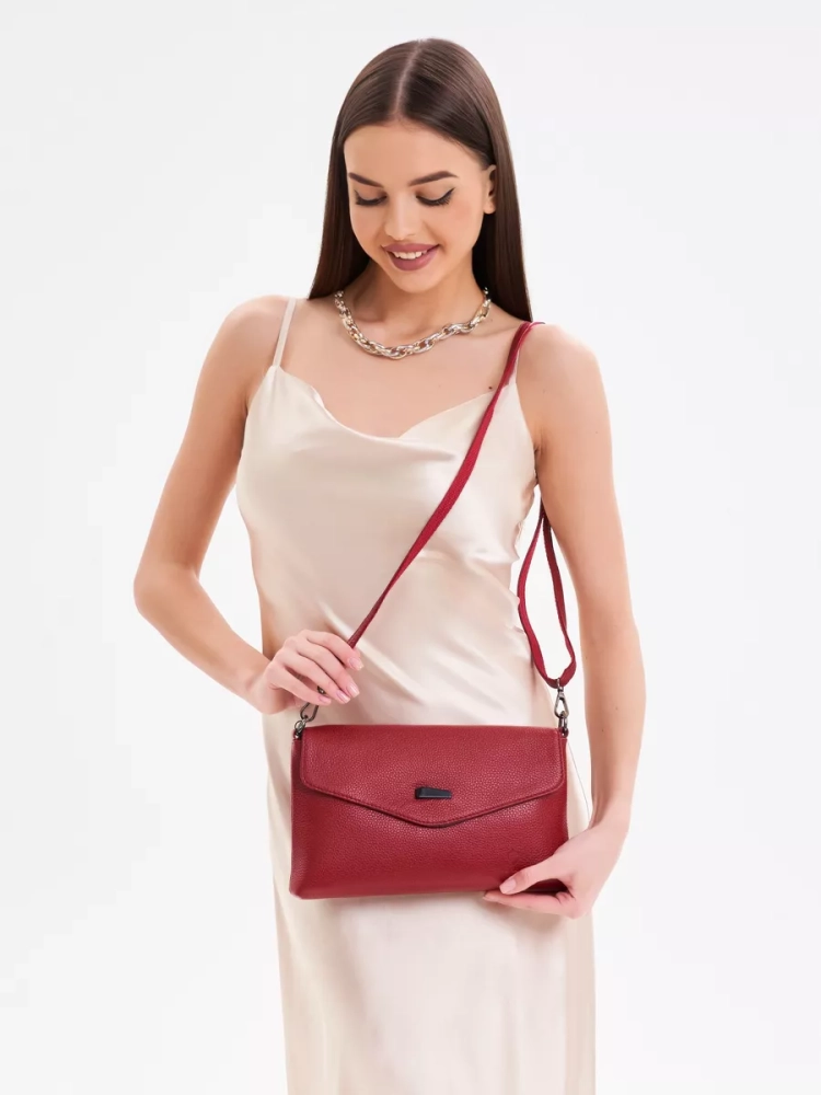 Клатч женский кожаный красный 8819